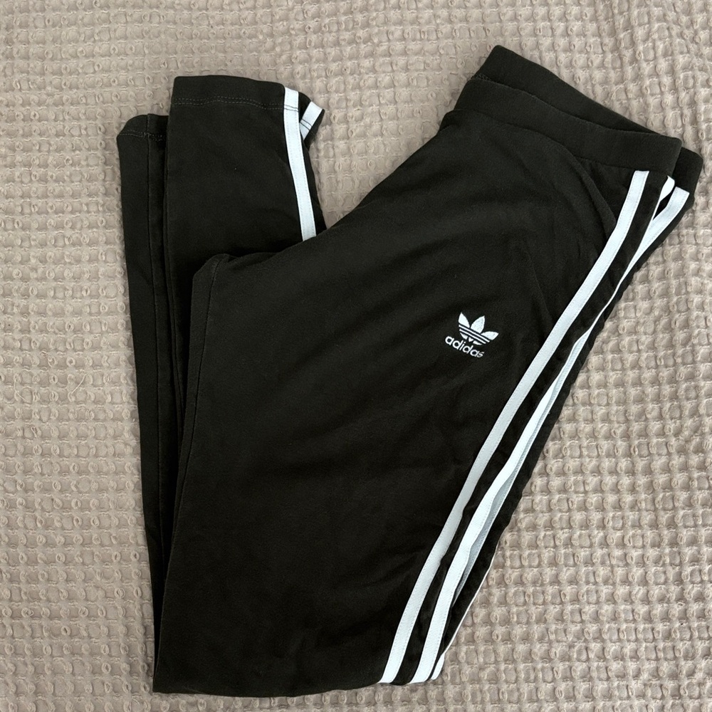 Adidas Kids Black Joggers with White Stripes